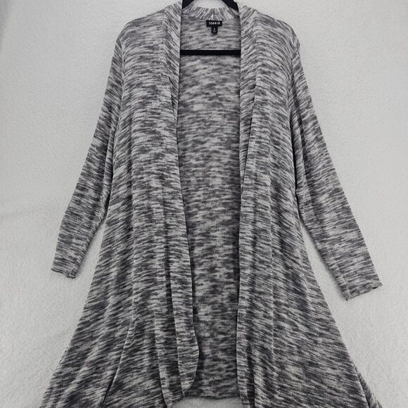 Torrid Sharkbite Duster Sweater Womens 5 Marled Gray Knit Cardigan Long Sleeve - Picture 1 of 10